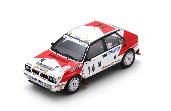 lancia - delta hf integrale 16v team telde n 14 rally costa brava 1991 luis manzon - alex romani - white red S9012 Модель 1:43