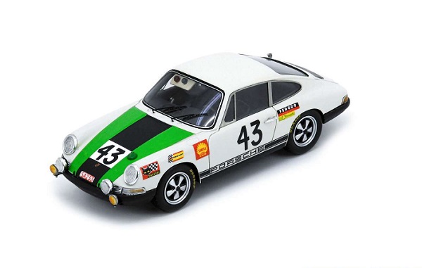 porsche - 911t 1991cc coupe team j.p.gaban n 43 24h le mans 1968 jean pierre gaban - roger van der schrick - white green black S9738 Модель 1:43