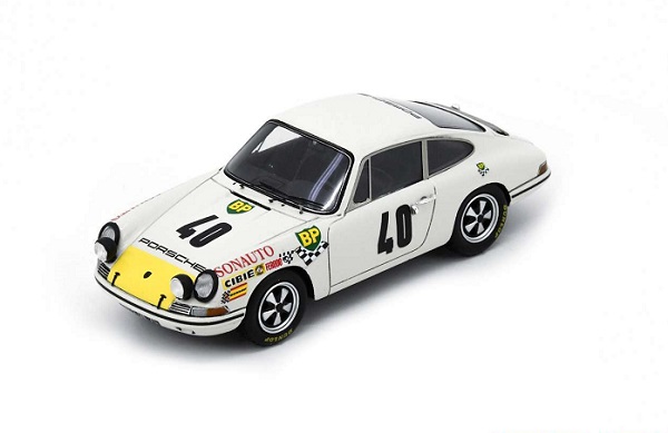 Модель 1:43 Porsche - 911t 1991cc Coupe Team Auguste Veuillet N 40 24h Le Mans 1969 Claude Ballot Lena - Guy Chasseuil - White Yellow