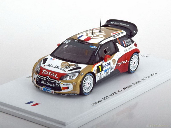 Модель 1:43 Citroen DS3 WRC №1 Winner Rally du Var (Sebastian Loeb - Severine Loeb)