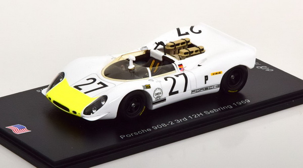 Porsche 908-2 No.27, 12h Sebring 1969 Stommelen/Buzzetta/Ahrens US274 Модель 1:43