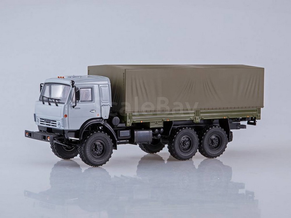 Модель 1:43 КамАЗ-53501 6x6 (бортовой тент) - св.серый/хаки