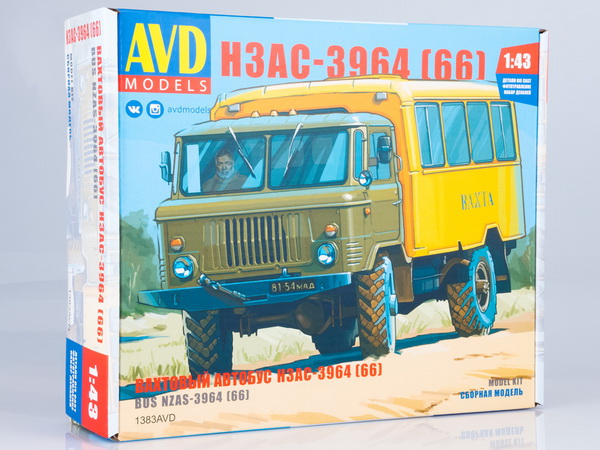 Сборная модель Вахтовый автобус НЗАС-3964 (66) 1383AVD Модель 1:43