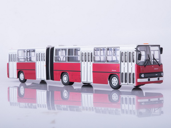 Модель 1:43 Ikarus 280.33 City Bus Articulated / Икарус 280.33 автобус городской сочленённый - красный/белый