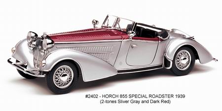 horch 855 special roadster - silver/dark red SS2402 Модель 1:18