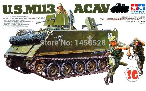 Модель 1:35 Американская Бмп-амфибия М113 Acav с внутренним интерьером, 3 фигуры