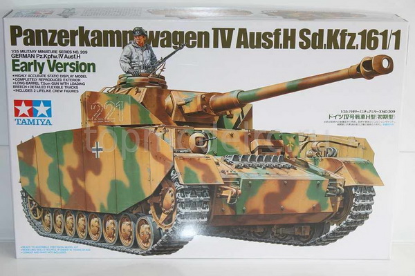 Модель 1:35 Немецкий танк Pz.kpfw. IV Ausf.H, (ранняя версия) с полной деталировкой внешнего оборудования и 2 фигуры танкистов