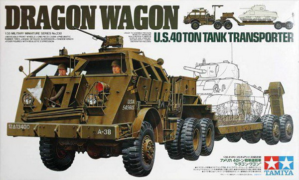 Модель 1:35 U.S. 40 Ton Tank Transporter Dragon Wagon Американский сорокотонный танковый тягач, с четырьмя фигурами в наборе.