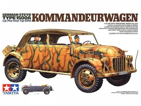 Модель 1:35 Немецкий штабной автомобиль с деталями интерьера, аксессуарами и тремя фигурами