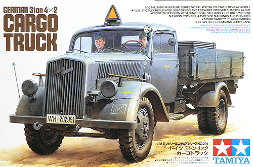 opel blitz Немецкий 3-х тонный грузовик, 2 фигуры, (4 варианта декалей), бочки и канистры (kit) 35291 Модель 1:35
