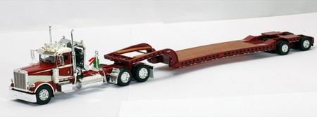 Модель 1:53 Peterbilt 388 Day Cab with New Rackley Lowboy in Red and White
