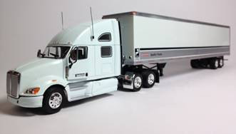 kenworth t700 with sleeper in white with dry van trailer - paclease P4401340 Модель 1:53