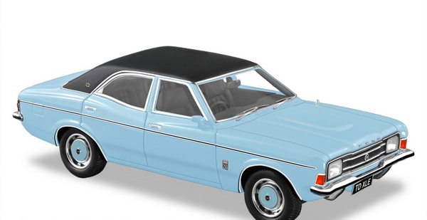 Ford TD Cortina XLE Sedan - 1976 - Sky View Blue/Black Roof. TRR156 Модель 1:43