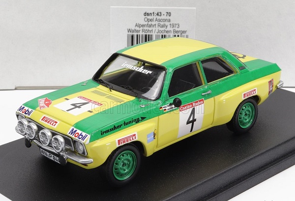 Модель 1:43 OPEL Ascona (night Version) №4 Rally Alpenfahrt (1973) W.rohrl - J.Berger, Yellow Green