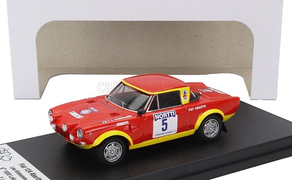 Fiat 124 Abarth (Night Version) N 5 6th Rally 1000 Lakes (1974) Leo Kinnunen - Also Aho, Red Yellow TRFDSN149 Модель 1:43