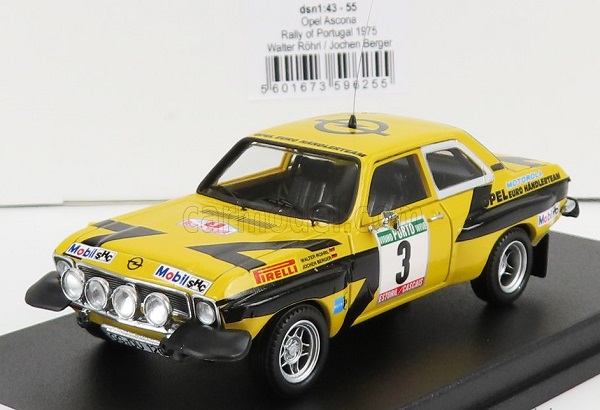OPEL Ascona (night Version) N 3 Rally Portugal (1975) W.rohrl - J.Berger, Yellow Black TRFDSN55 Модель 1:43