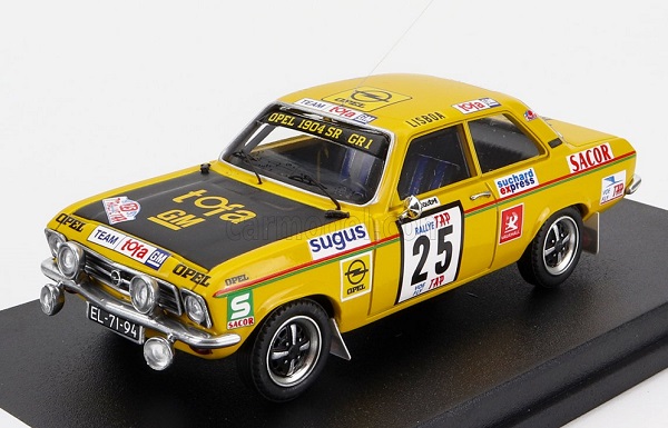 opel ascona (night version) №25 rally tap (1973) m.quepe - m.amaral, yellow black TRFDSN89 Модель 1:43
