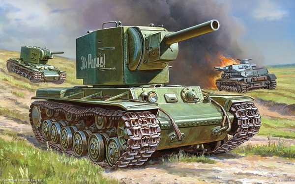 Модель 1:35 КВ-2 Советский тяжёлый танк (клей, кисточки, краски) KIT